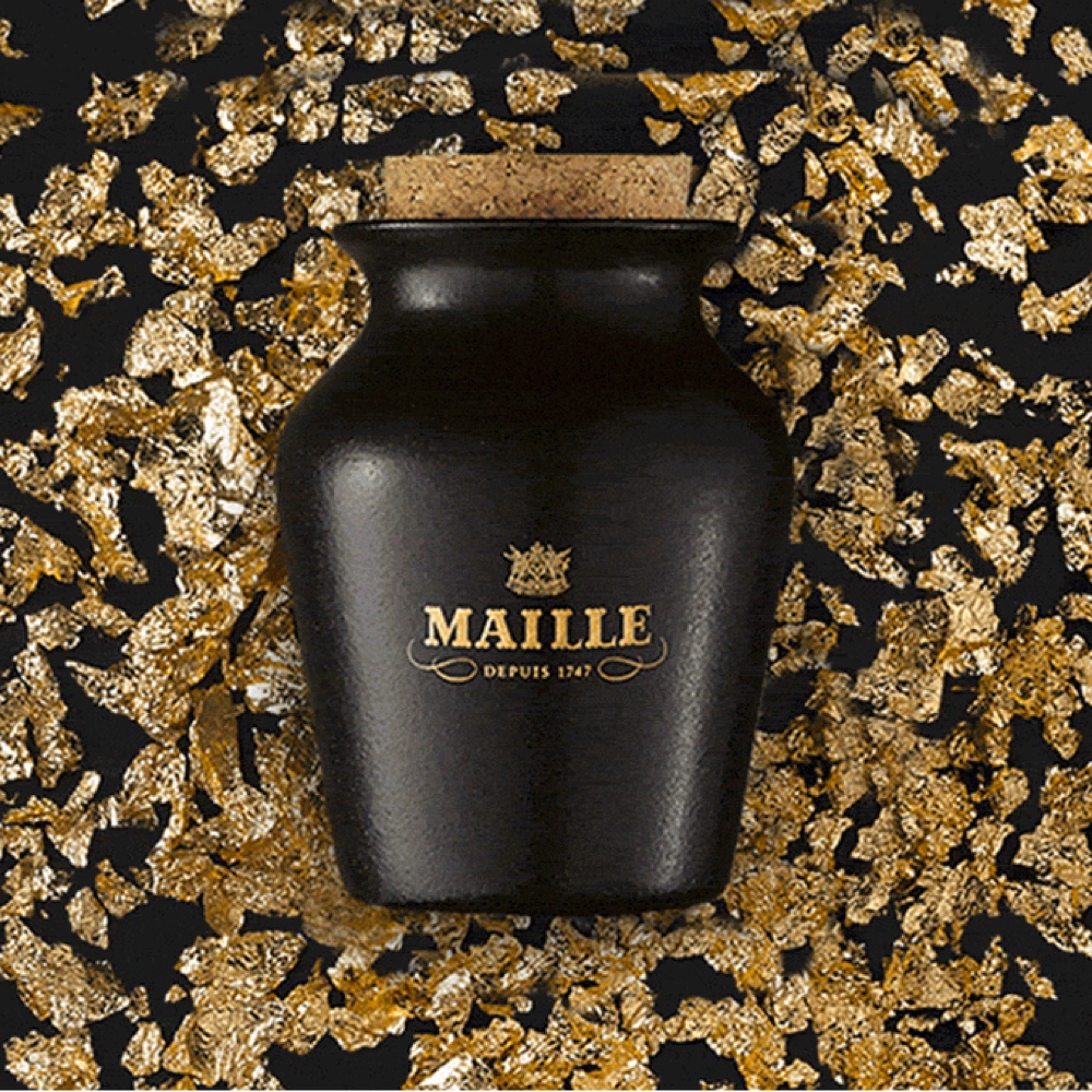 Maille Black Truffle Mustard with Chablis White Wine Kar Black and Gold