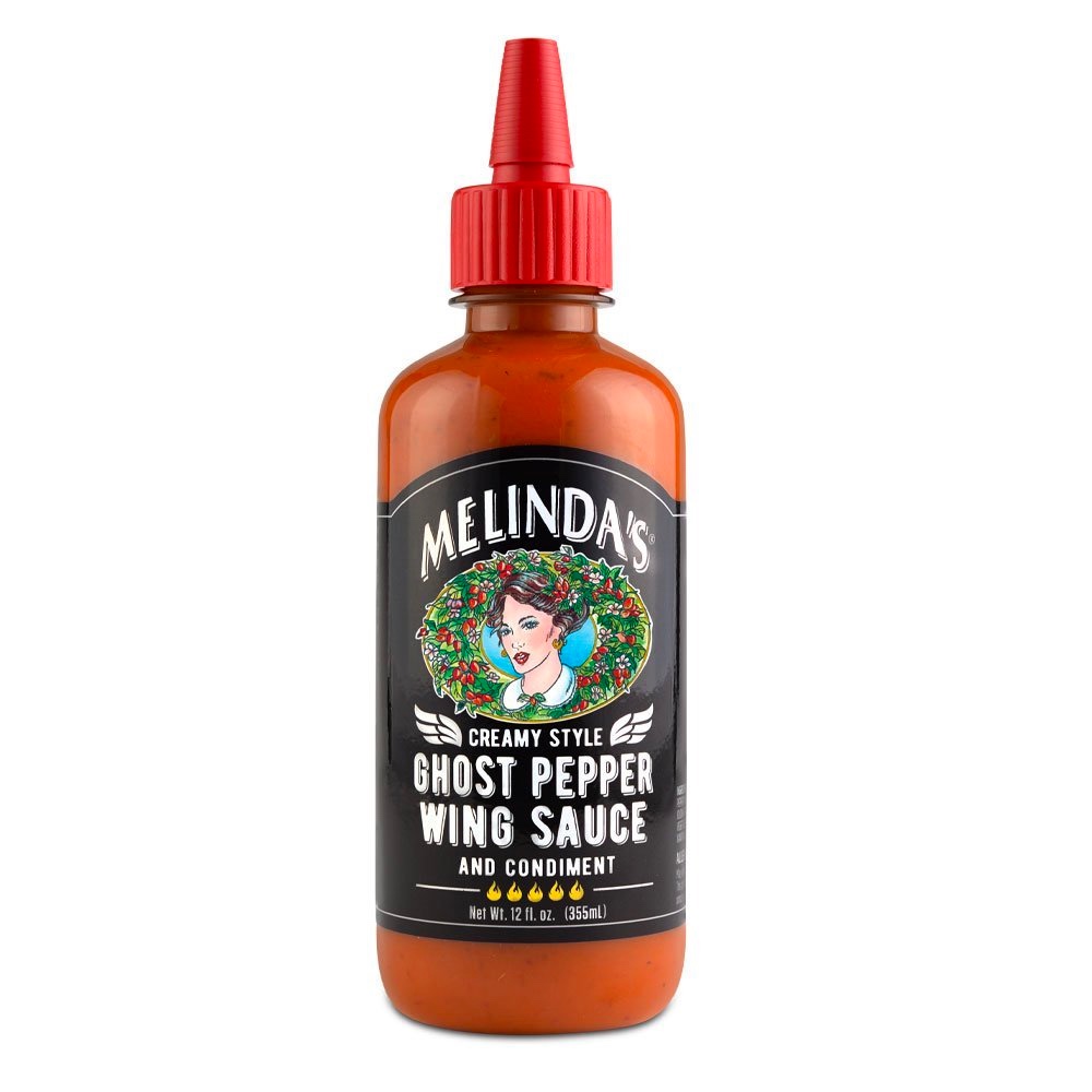 Melindas Creamy Style Ghost Pepper Wing Sauce and Condiment Bottle