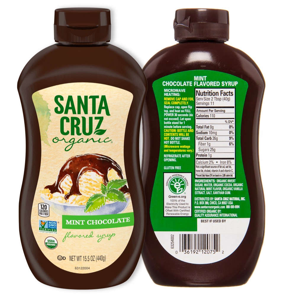Santa Cruz Organic Mint Chocolate Syrup Bottle