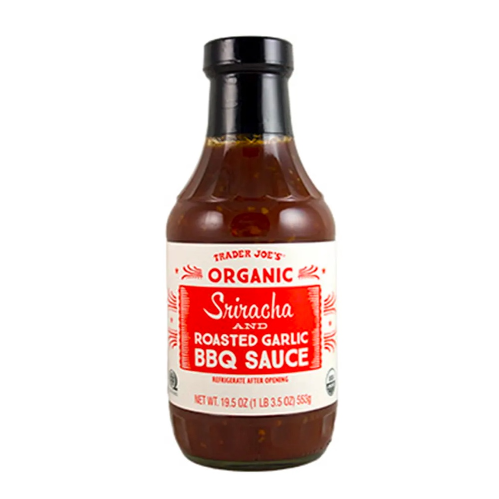 Trader Joe's Organic Sriracha And Roasted Garlic BBQ Sauce Bottle