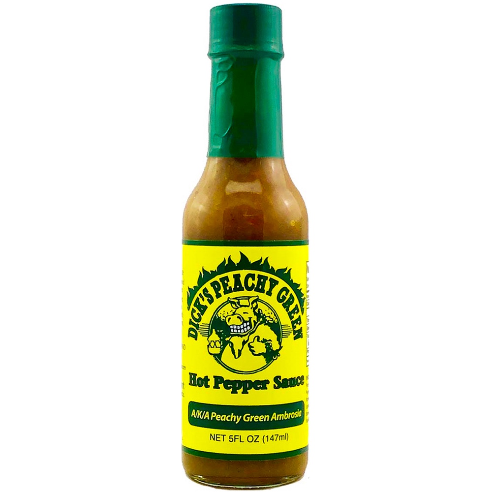Dirty Dick's Peachy Green Hot Pepper Sauce Bottle