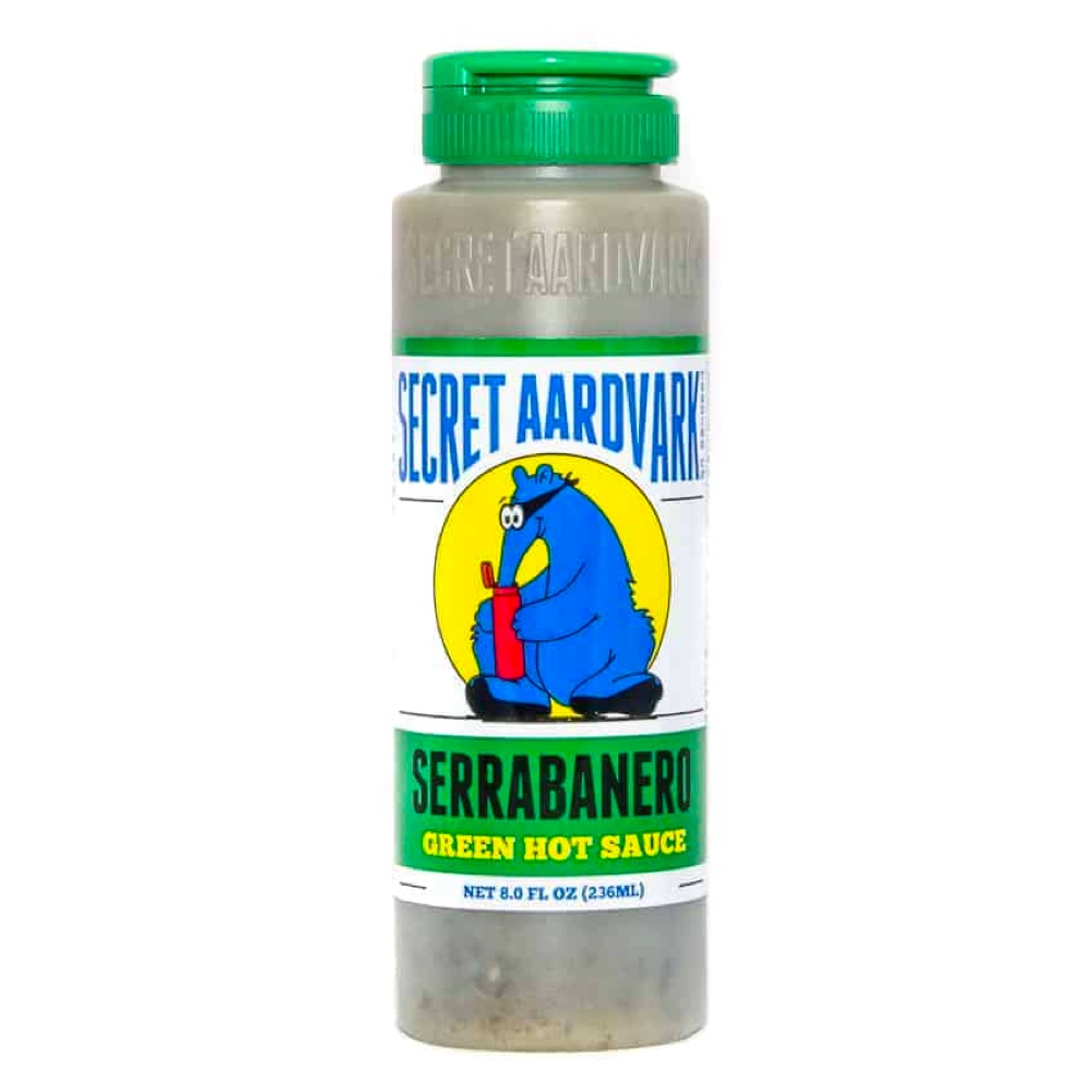 Secret Aardvark Serrabanero Green Hot Sauce Bottle